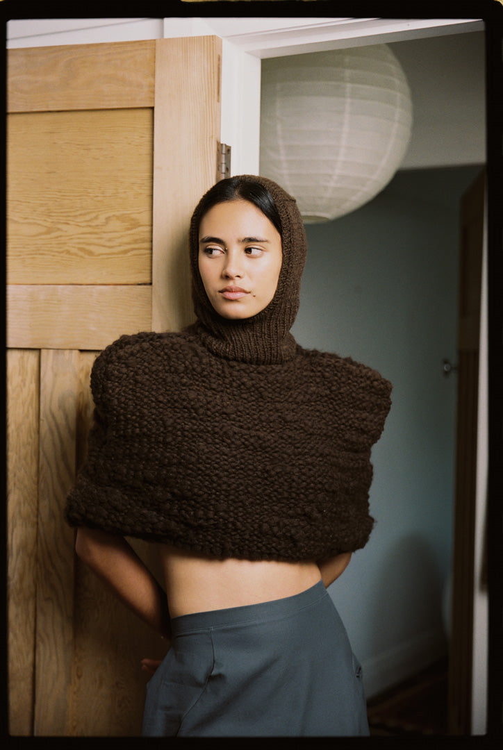 Brown Homespun Corriedale Balaclava