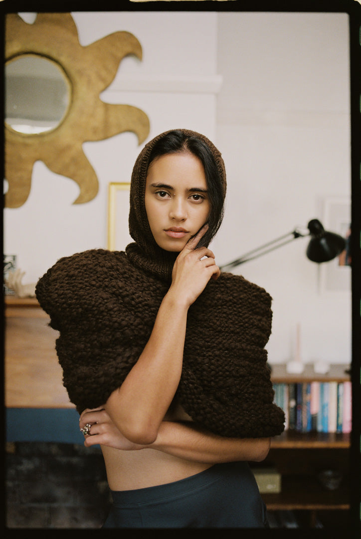 Brown Homespun Corriedale Balaclava